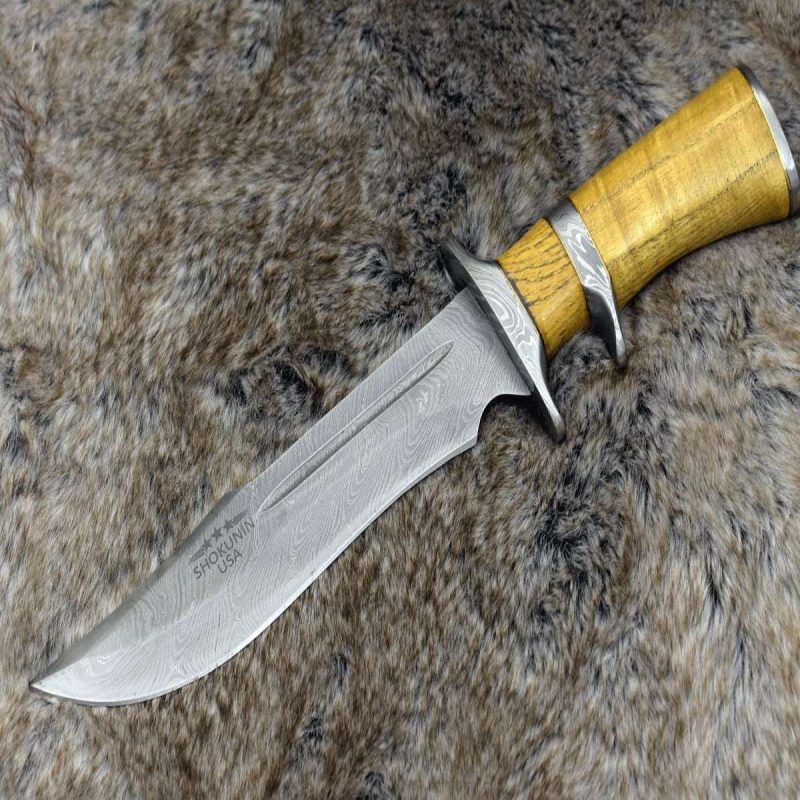 shokunin usa hunting knife eternity bowie hunting knife with exotic yellow heart wood handle 41588797669589