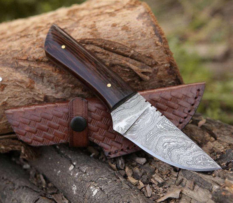 shokunin usa hunting knife legacy damascus skinning knife with exotic wenge wood handle 41588790165717