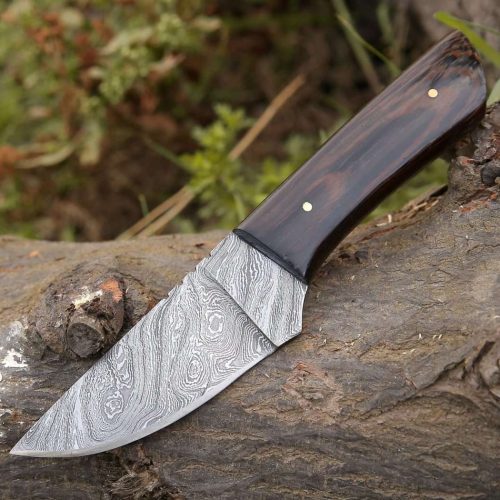 shokunin usa hunting knife legacy damascus skinning knife with exotic wenge wood handle 41588797702357