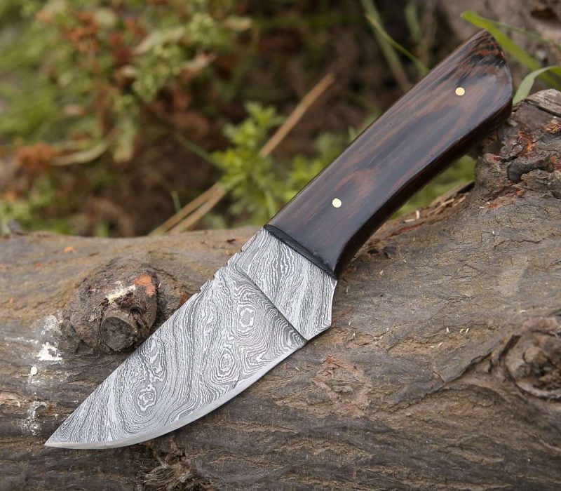 shokunin usa hunting knife legacy damascus skinning knife with exotic wenge wood handle 41588797702357