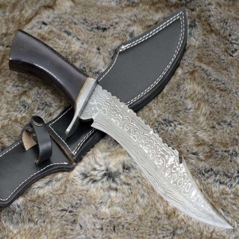 shokunin usa hunting knives blackops damascus hunting knife with micarta handle 41588761002197