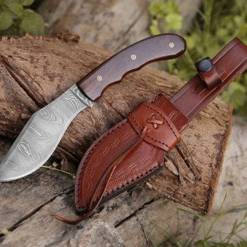 shokunin usa hunting knives huntsman damascus kukri knife with exotic rose wood handle 41588782530773