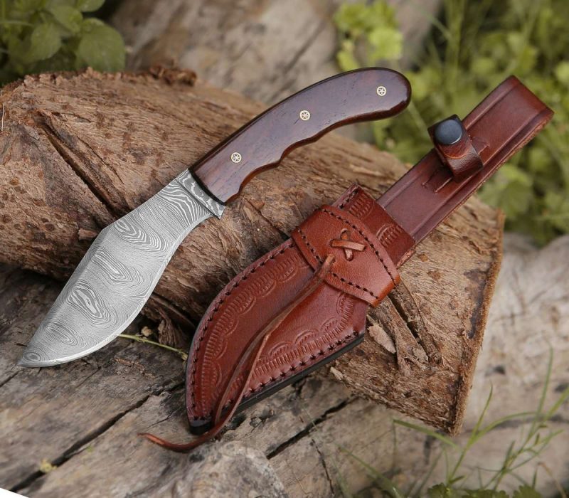 shokunin usa hunting knives huntsman damascus kukri knife with exotic rose wood handle 41588782530773