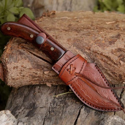 shokunin usa hunting knives huntsman damascus kukri knife with exotic rose wood handle 41588784660693