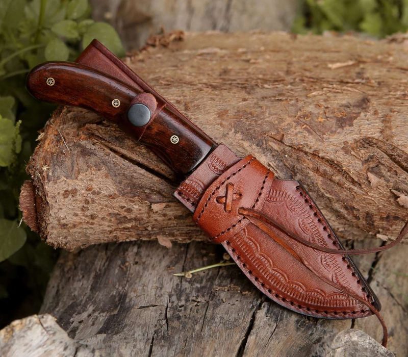 shokunin usa hunting knives huntsman damascus kukri knife with exotic rose wood handle 41588784660693