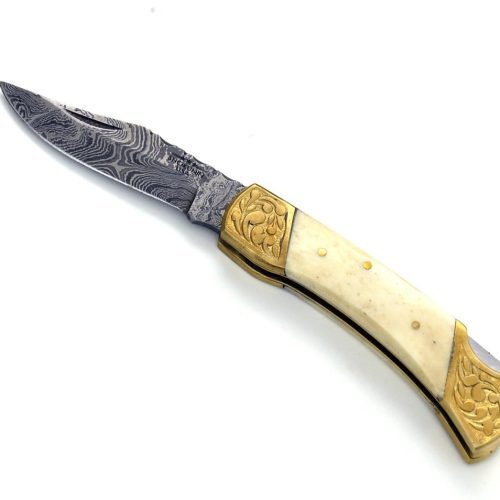 shokunin usa pocket knife expedition damascus pocket knife with pakka wood handle 41588787118293