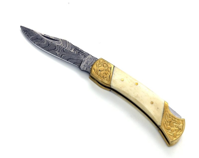 shokunin usa pocket knife expedition damascus pocket knife with pakka wood handle 41588787118293