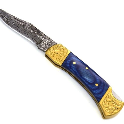 shokunin usa pocket knife expedition damascus pocket knife with pakka wood handle 41588797538517