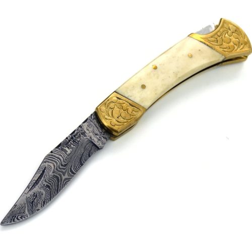 shokunin usa pocket knife expedition damascus pocket knife with pakka wood handle 41588798750933