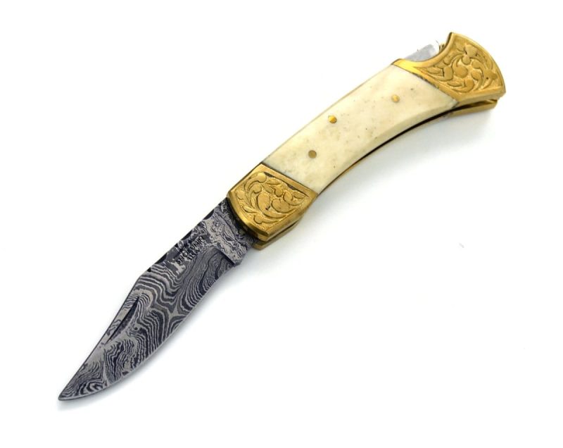 shokunin usa pocket knife expedition damascus pocket knife with pakka wood handle 41588798750933