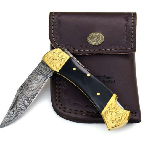 shokunin usa pocket knife expedition damascus pocket knife with pakka wood handle 41588799307989