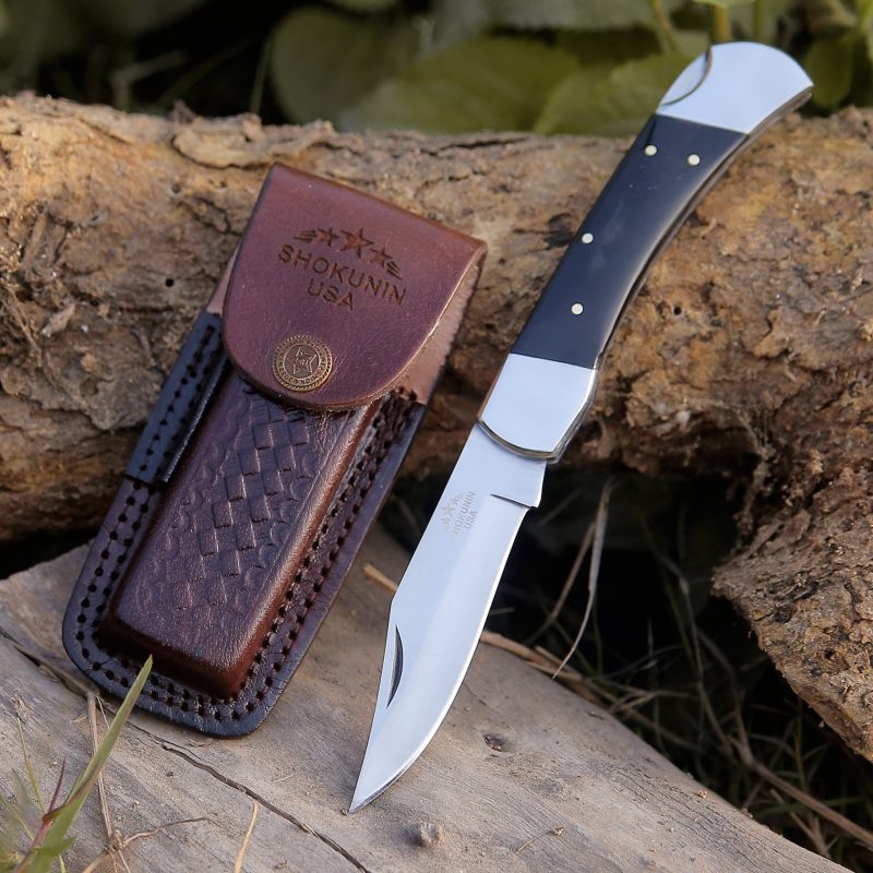 shokunin usa pocket knife pocket knife with exotic bull horn handle sheath personalized 41588789248213