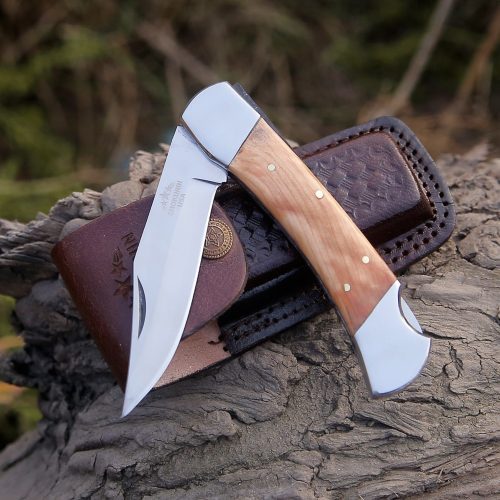 shokunin usa pocket knife pocket knife with exotic olive wood handle sheath personalized 41588802093269