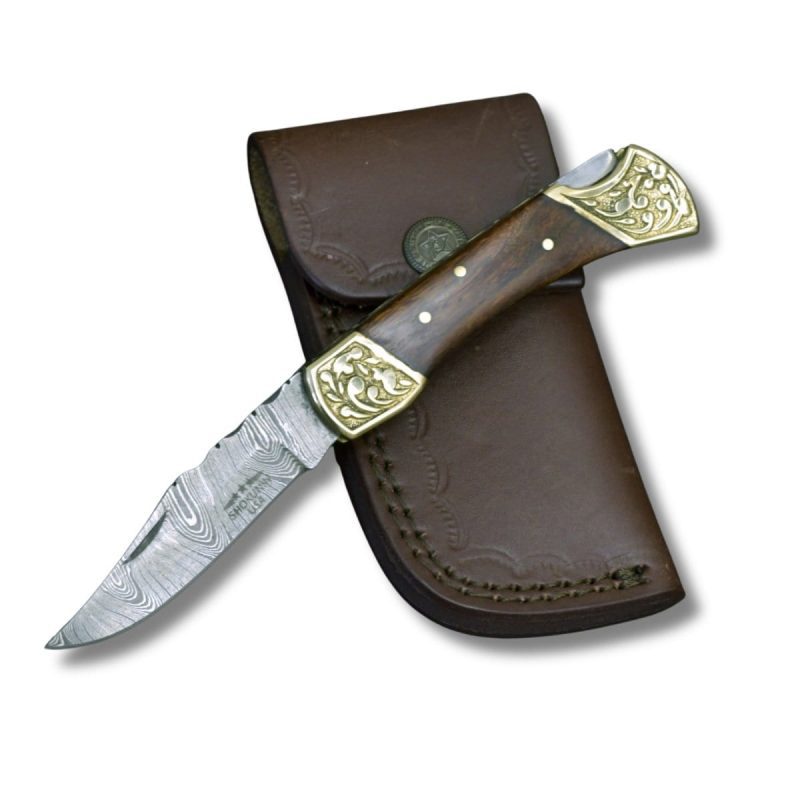 shokunin usa pocket knife rosewood expedition damascus pocket knife with pakka wood handle 41588797866197