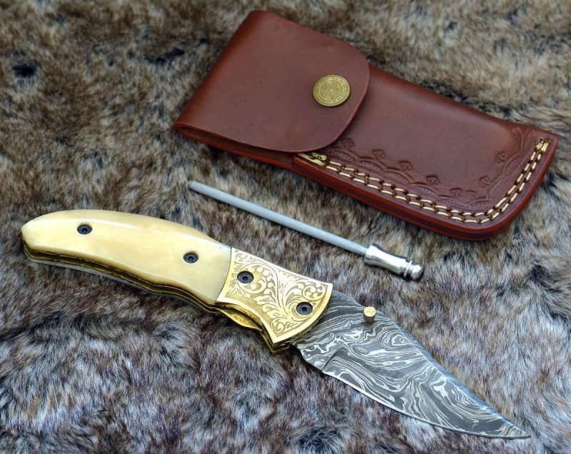 shokunin usa pocket knives marshal gentleman s folding knife with bone handle 41588787052757