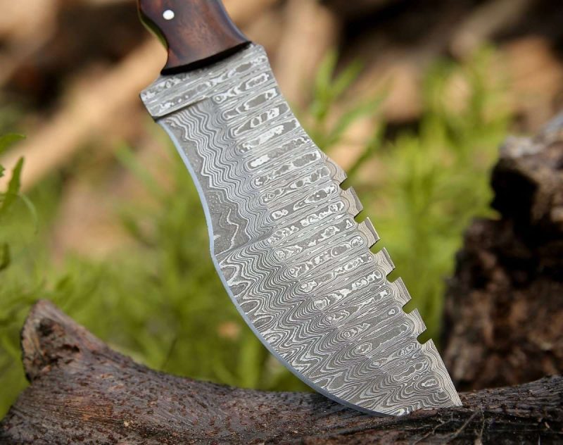 shokunin usa utility knife blast damascus tracker knife with ram horn handle 41588765065429