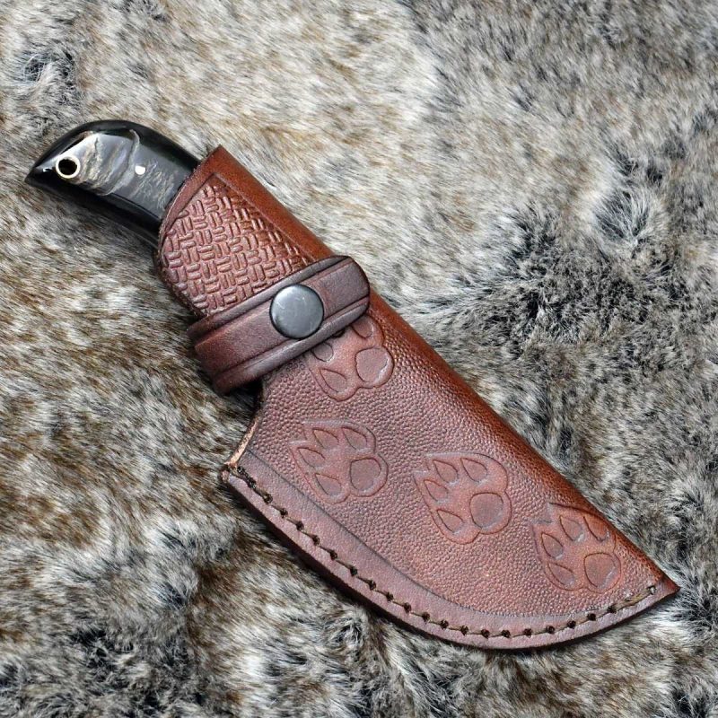 shokunin usa utility knife cyclone damascus gut hook knife with ram horn handle 41588763164885