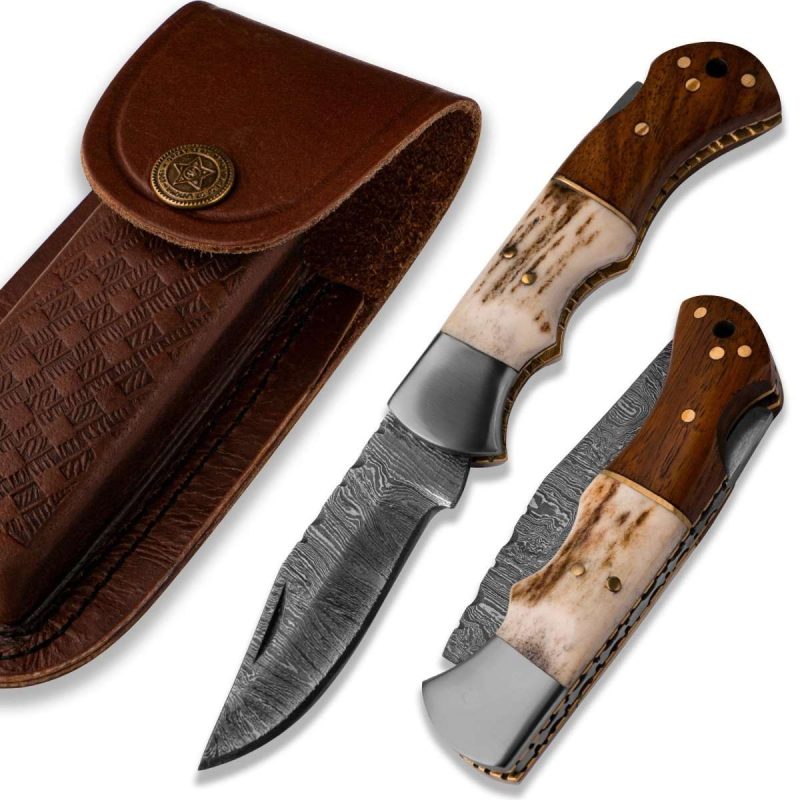 shokunin usa utility knife echo utility pocket knife with antler rosewood handle 41588763328725