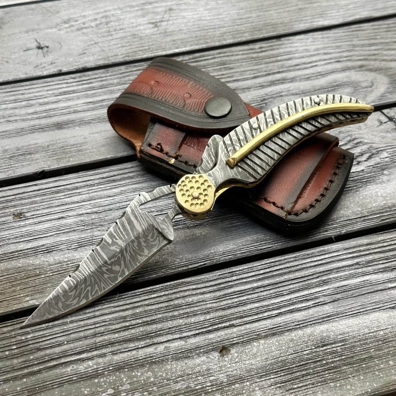 shokunin usa utility knife elegance handmade personalized damascus folding hunting knife with damascus handle 41588789313749