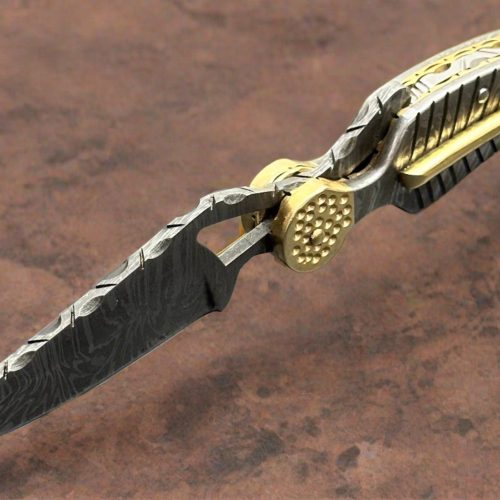 shokunin usa utility knife elegance handmade personalized damascus folding hunting knife with damascus handle 41588791804117