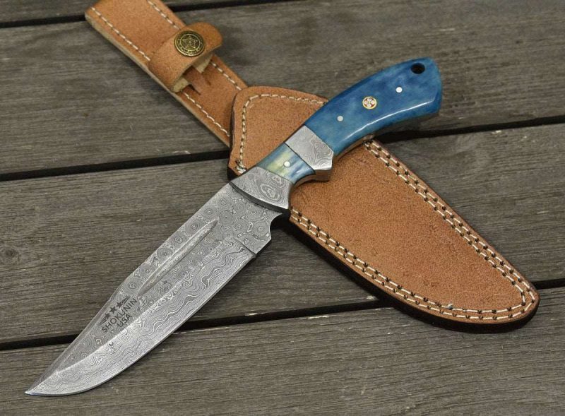 shokunin usa utility knife enforcer damascus bowie knife with bone handle 41588779548885