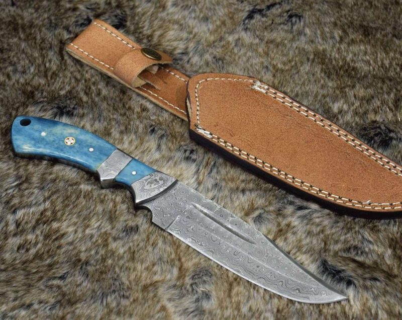 shokunin usa utility knife enforcer damascus bowie knife with bone handle 41588779679957