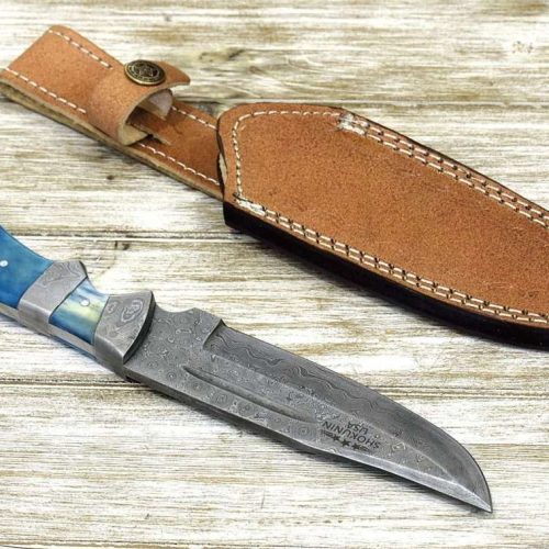 shokunin usa utility knife enforcer damascus bowie knife with bone handle 41588780499157