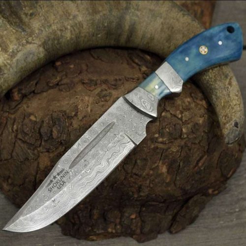 shokunin usa utility knife enforcer damascus bowie knife with bone handle 41588780761301