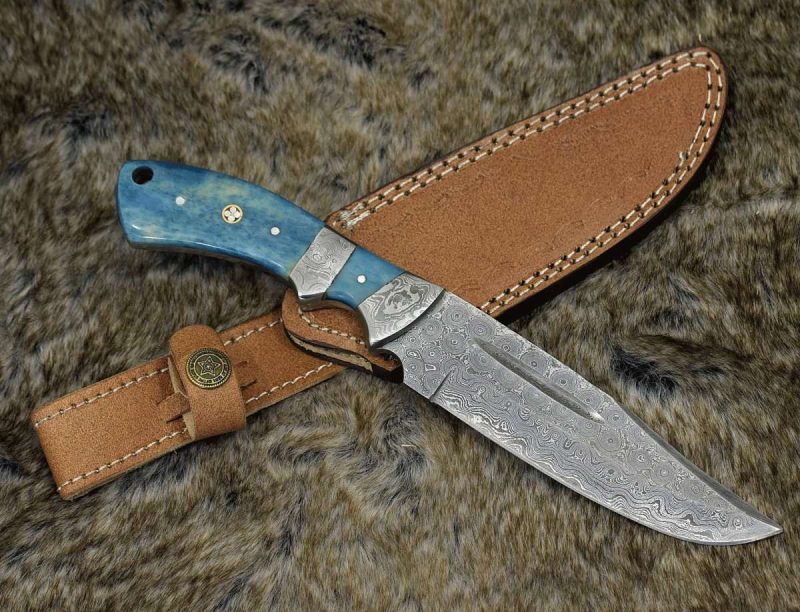 shokunin usa utility knife enforcer damascus bowie knife with bone handle 41588788396245