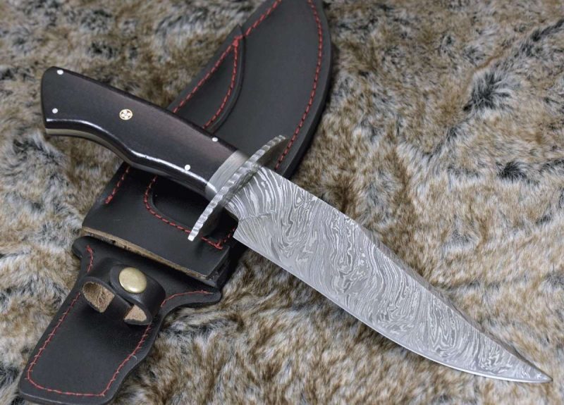 shokunin usa utility knife equinox damascus steel bowie knife with micarta handle 41588779450581