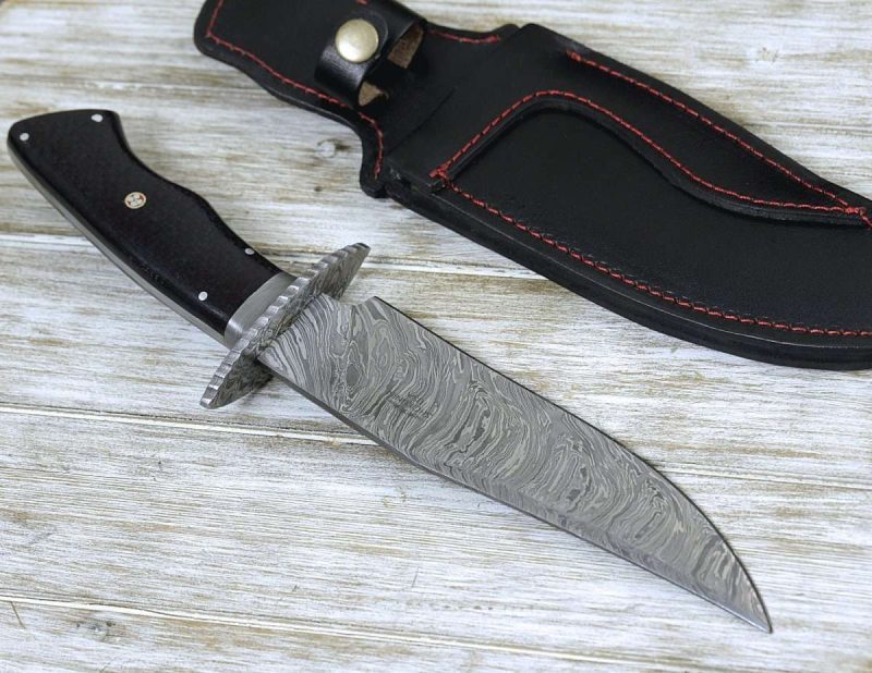 shokunin usa utility knife equinox damascus steel bowie knife with micarta handle 41588788789461