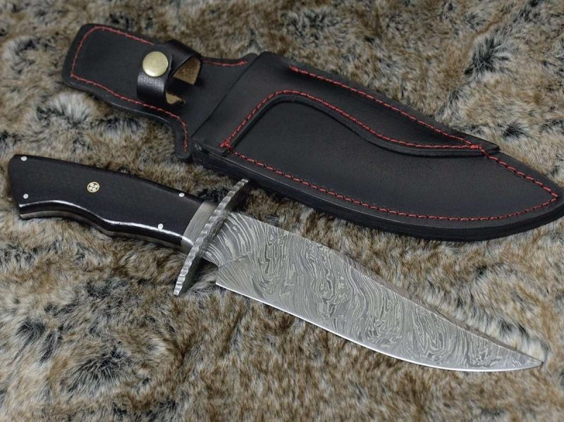 shokunin usa utility knife equinox damascus steel bowie knife with micarta handle 41588796358869