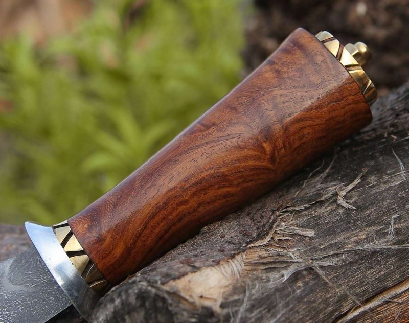 shokunin usa utility knife holy defender damascus hunting knife with exotic rose wood handle 41588800487637