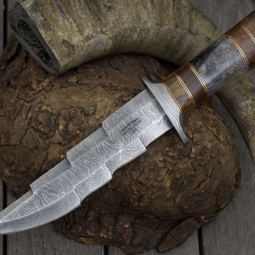 shokunin usa utility knife kris damascus hunting bowie knife with exotic rose wood bone handle 41588795146453