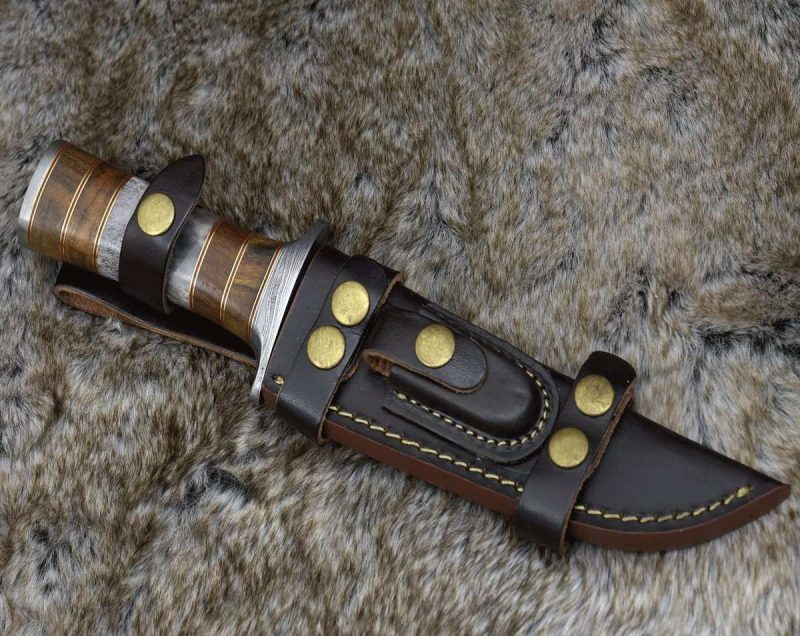 shokunin usa utility knife kris damascus hunting bowie knife with exotic rose wood bone handle 41588799406293