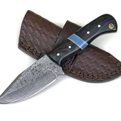 shokunin usa utility knife mangler damascus skinnig knife with exotic wenge wood turquoise handle 41588793376981