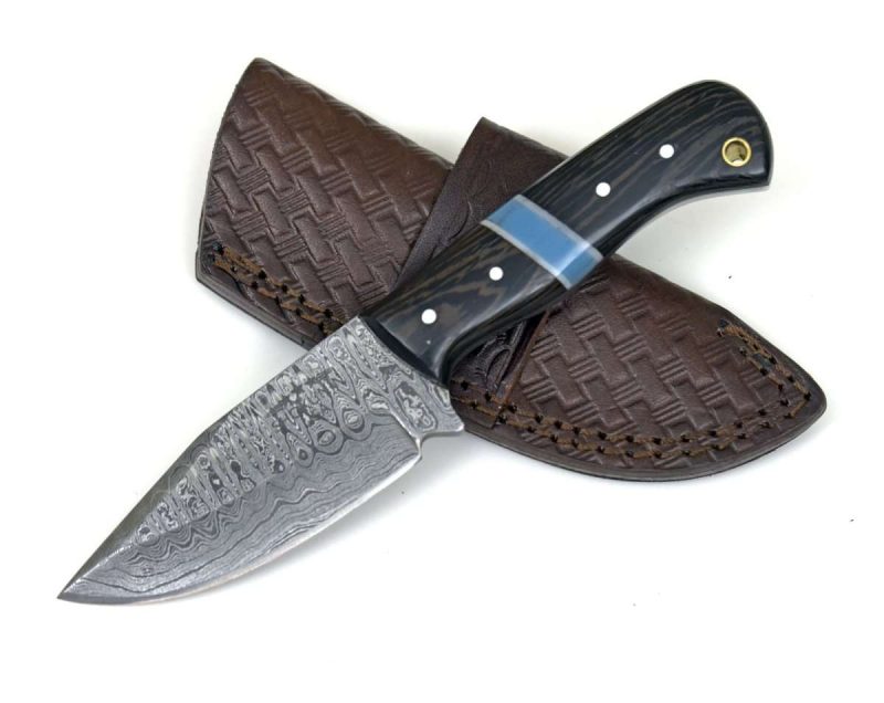 shokunin usa utility knife mangler damascus skinnig knife with exotic wenge wood turquoise handle 41588793376981