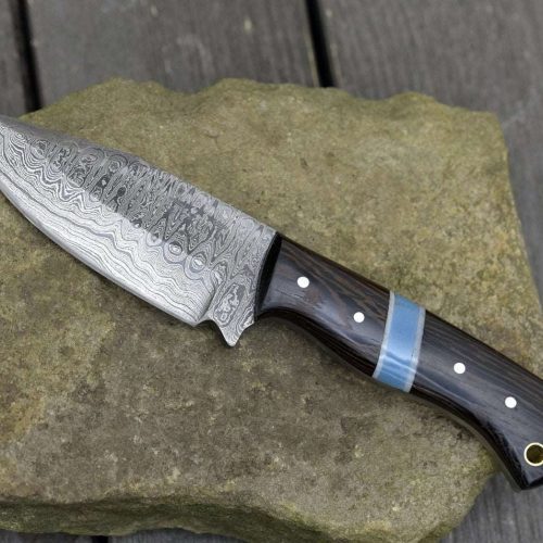 shokunin usa utility knife mangler damascus skinnig knife with exotic wenge wood turquoise handle 41588794622165