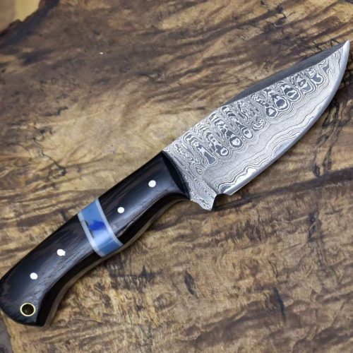 shokunin usa utility knife mangler damascus skinnig knife with exotic wenge wood turquoise handle 41588798423253