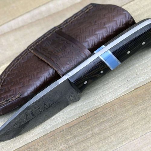 shokunin usa utility knife mangler damascus skinnig knife with exotic wenge wood turquoise handle 41588801208533