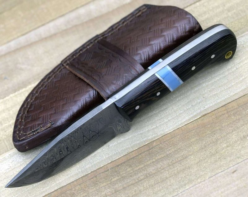 shokunin usa utility knife mangler damascus skinnig knife with exotic wenge wood turquoise handle 41588801208533