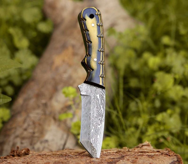 shokunin usa utility knife marauder damascus tanto knife with pakkawood handle 41588788003029