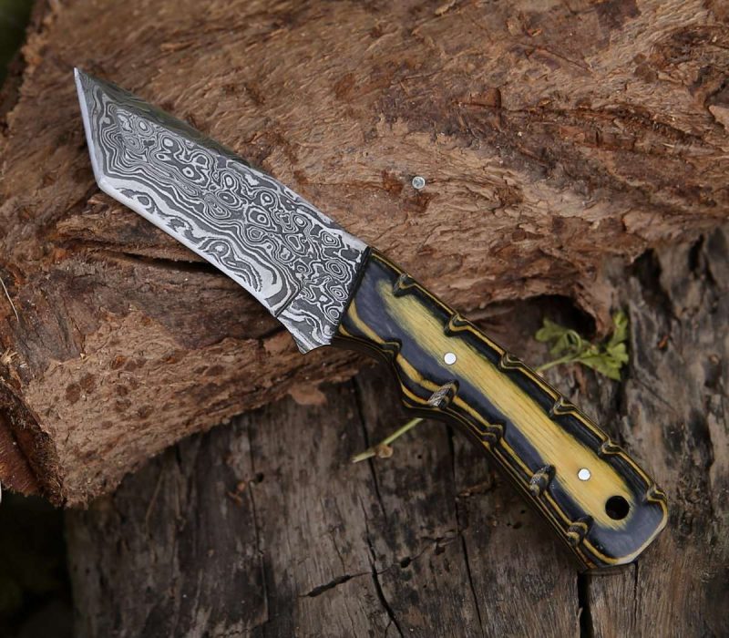 shokunin usa utility knife marauder damascus tanto knife with pakkawood handle 41588794196181