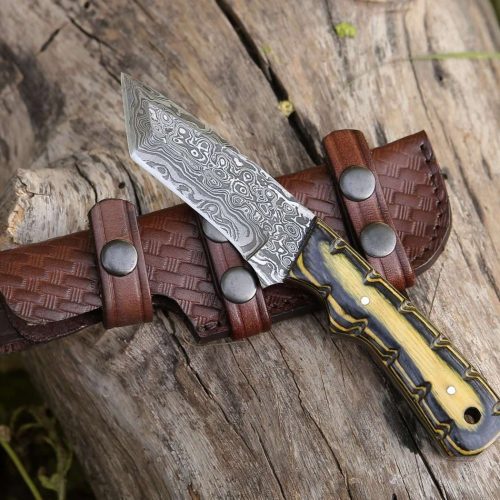 shokunin usa utility knife marauder damascus tanto knife with pakkawood handle 41588794851541