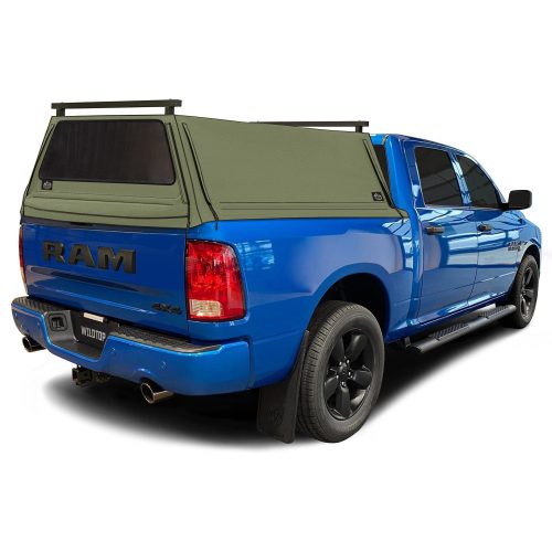 wildtop soft camper shell front rear windows 2009 current classic ds military green wildtop soft truck cap for 2009 current ram 1500 5 7 bed 67 4 in 42363948105941