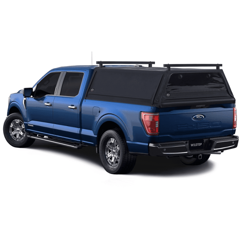 wildtop soft camper shell front rear windows 2015 2020 black wildtop soft truck cap for 2015 2023 ford f150 6 5 ft bed 78 9in 42363961835733