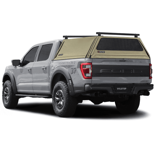 wildtop soft camper shell front rear windows 2015 2020 tan wildtop soft truck cap for 2015 2023 ford f150 5 5 ft bed 67 1 in 42363949482197