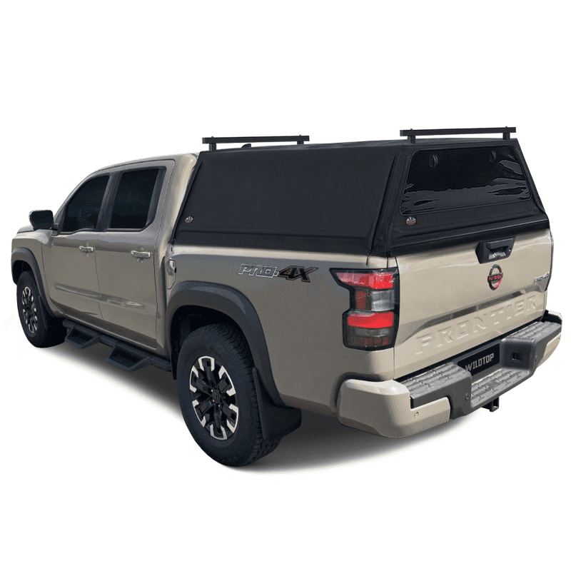 wildtop soft camper shell front rear windows black wildtop nissan frontier soft truck cap for 2022 current 4 11 bed 59 5 in 42363982872789