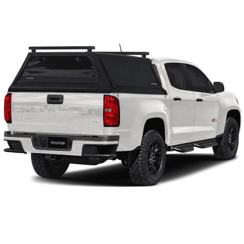 wildtop soft camper shell front rear windows black wildtop soft top for 2015 2022 gen 2 chevrolet colorado 5 2 bed 61 7 in 42363985658069