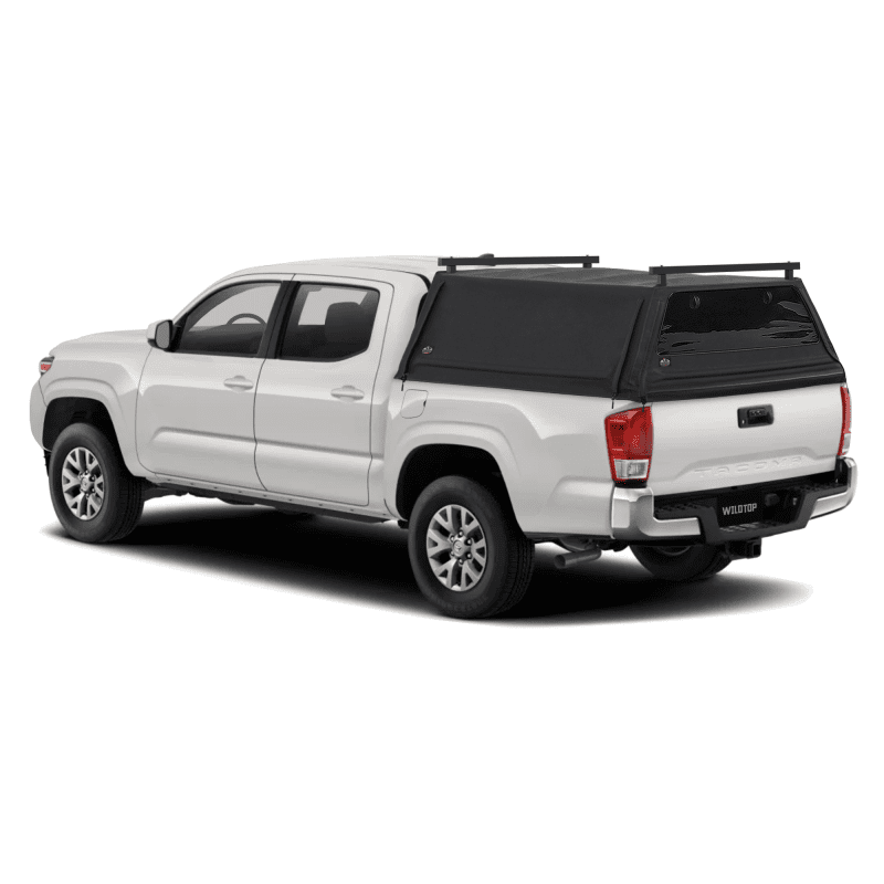 wildtop soft camper shell front rear windows black wildtop soft truck cap for 2015 2023 3rd gen toyota tacoma 5ft bed 60 5 in 42363973402837